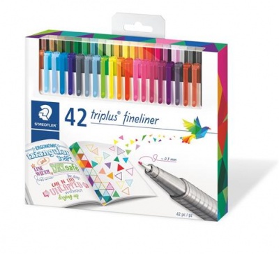 Tűfilc készlet, 0,3 mm, STAEDTLER "Triplus 334", 42 különböző szín