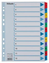 Regiszter, karton, A4, 1-12, ESSELTE "Mylar"