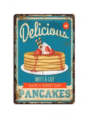 Retro dekor fémtábla, Pancakes Delicious, Méret:20x30cm