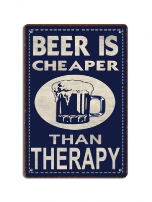 Retro dekor fémtábla, Beer is cheaper..., Méret:20x30cm