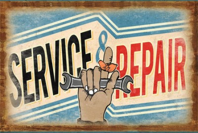 Retro dekor fémtábla, SERVICE AND REPAIR, Méret:20x30cm