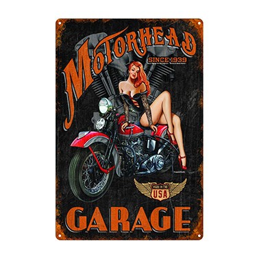 Retro dekor fémtábla, Motorhead Garage, Méret:20x30cm